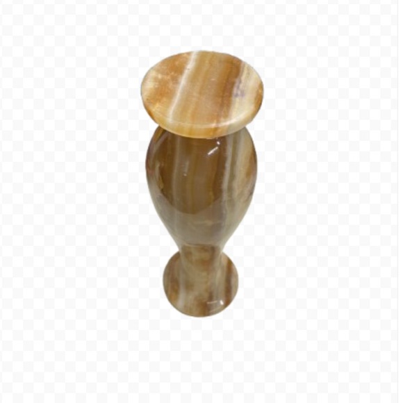 Vintage Carved Marbled Flower Vase Browns, Beiges, Swirled Colors 8" Tall - Picture 9 of 11